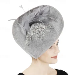 Fascinators Hats Headpiece Sinamay Formal Wedding Kentucky Derby Horse Race Church Elegant Glam Retro With Feather Headpiece Headwear