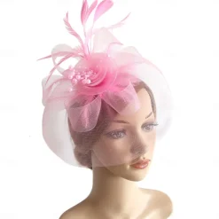 Fascinators Hats Headwear Organza Floppy Hat Top Hat Veil Hat Horse Race Cocktail Elegant Retro With Feather Bows Headpiece Headwear