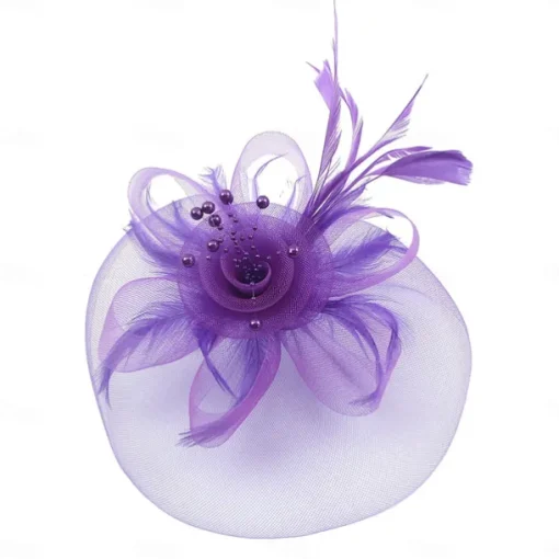 Fascinators Hats Headwear Organza Floppy Hat Top Hat Veil Hat Horse Race Cocktail Elegant Retro With Feather Bows Headpiece Headwear