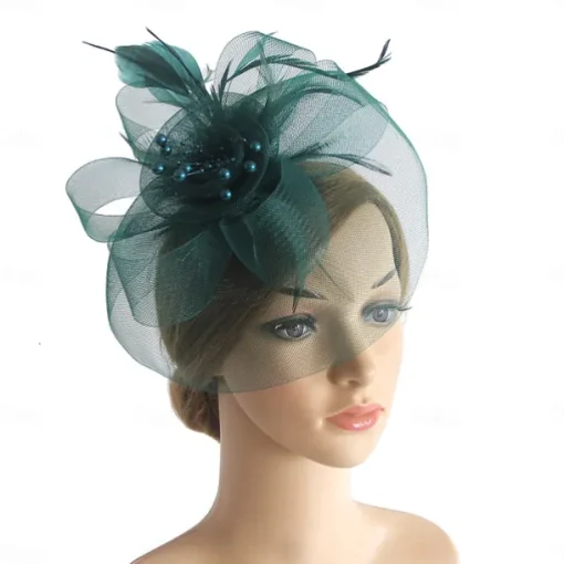 Fascinators Hats Headwear Organza Floppy Hat Top Hat Veil Hat Horse Race Cocktail Elegant Retro With Feather Bows Headpiece Headwear