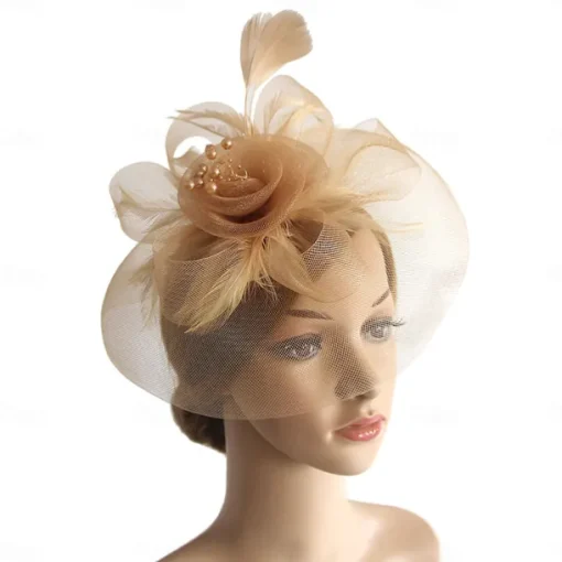 Fascinators Hats Headwear Organza Floppy Hat Top Hat Veil Hat Horse Race Cocktail Elegant Retro With Feather Bows Headpiece Headwear