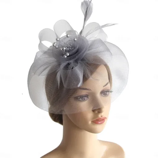 Fascinators Hats Headwear Organza Floppy Hat Top Hat Veil Hat Horse Race Cocktail Elegant Retro With Feather Bows Headpiece Headwear