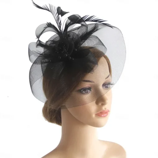 Fascinators Hats Headwear Organza Floppy Hat Top Hat Veil Hat Horse Race Cocktail Elegant Retro With Feather Bows Headpiece Headwear