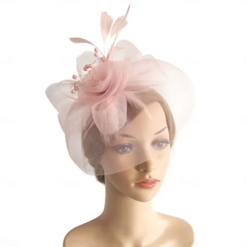 Fascinators Hats Headwear Organza Floppy Hat Top Hat Veil Hat Horse Race Cocktail Elegant Retro With Feather Bows Headpiece Headwear