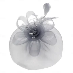Fascinators Hats Headwear Organza Floppy Hat Top Hat Veil Hat Horse Race Cocktail Elegant Retro With Feather Bows Headpiece Headwear