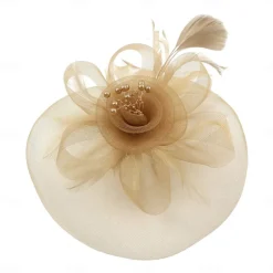 Fascinators Hats Headwear Organza Floppy Hat Top Hat Veil Hat Horse Race Cocktail Elegant Retro With Feather Bows Headpiece Headwear