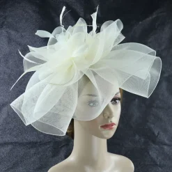 Fascinators Hats Headwear Organza Fedora Hat Top Hat Veil Hat Horse Race Cocktail Elegant Retro With Feather Pure Color Headpiece Headwear