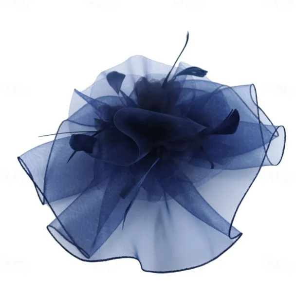 Fascinators Hats Headwear Organza Fedora Hat Top Hat Veil Hat Horse Race Cocktail Elegant Retro With Feather Pure Color Headpiece Headwear