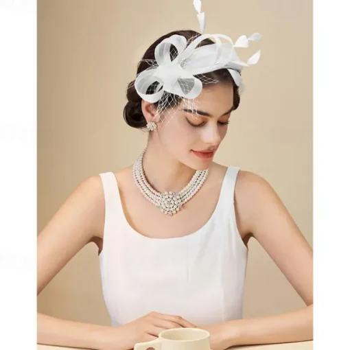 Fascinators Headband with Feather, Women's Tea Party Hat for Kentucky Derby, Cocktail, Wedding, Fancy Dress Party