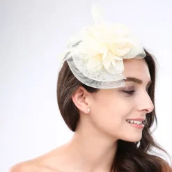 Fascinators Headwear Feather Net Wedding Tea Party Horse Race Ladies Day Cocktail Vintage Style Elegant With Floral Headpiece Headwear dress to impress Race Day Dress