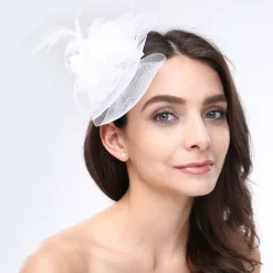 Fascinators Headwear Feather Net Wedding Tea Party Horse Race Ladies Day Cocktail Vintage Style Elegant With Floral Headpiece Headwear dress to impress Race Day Dress