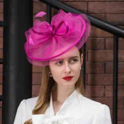 Fascinators Kentucky Derby Hat Tulle Net Saucer Hat Top Hat Wedding Tea Party Elegant Wedding With Feather Bowknot Headpiece Headwear