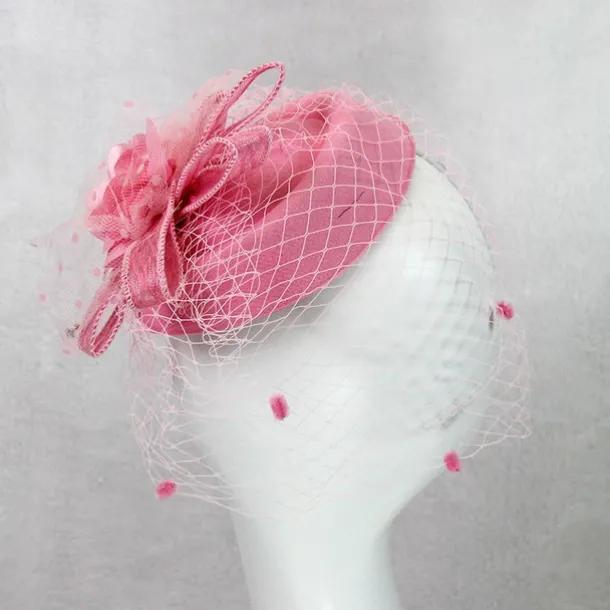 Fascinators Kentucky Derby Hat Headwear Headpiece Net Veil Hat Wedding Ladies Day Cocktail Royal Astcot With Cap Floral Headpiece Headwear