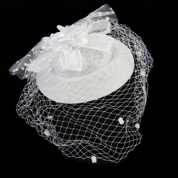 Fascinators Kentucky Derby Hat Headwear Headpiece Net Veil Hat Wedding Ladies Day Cocktail Royal Astcot With Cap Floral Headpiece Headwear