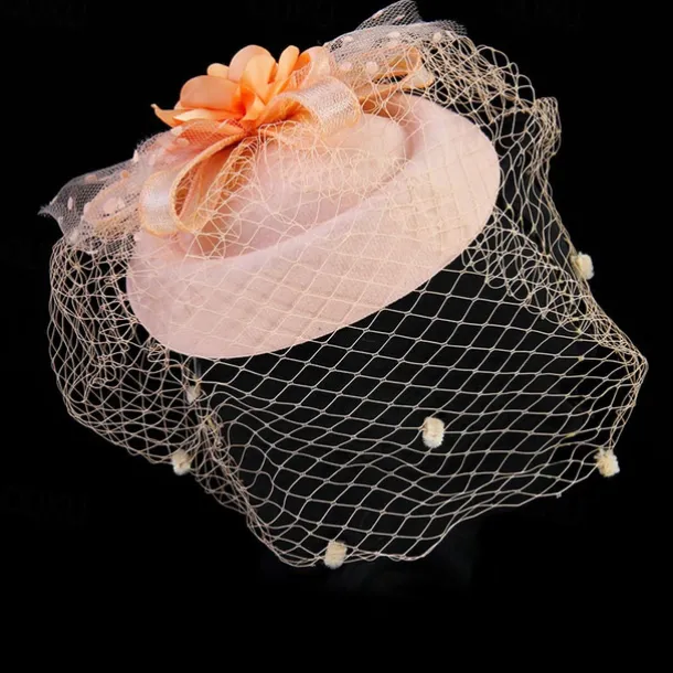Fascinators Kentucky Derby Hat Headwear Headpiece Net Veil Hat Wedding Ladies Day Cocktail Royal Astcot With Cap Floral Headpiece Headwear