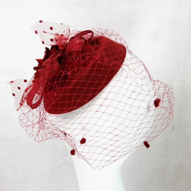 Fascinators Kentucky Derby Hat Headwear Headpiece Net Veil Hat Wedding Ladies Day Cocktail Royal Astcot With Cap Floral Headpiece Headwear