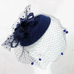 Fascinators Kentucky Derby Hat Headwear Headpiece Net Veil Hat Wedding Ladies Day Cocktail Royal Astcot With Cap Floral Headpiece Headwear