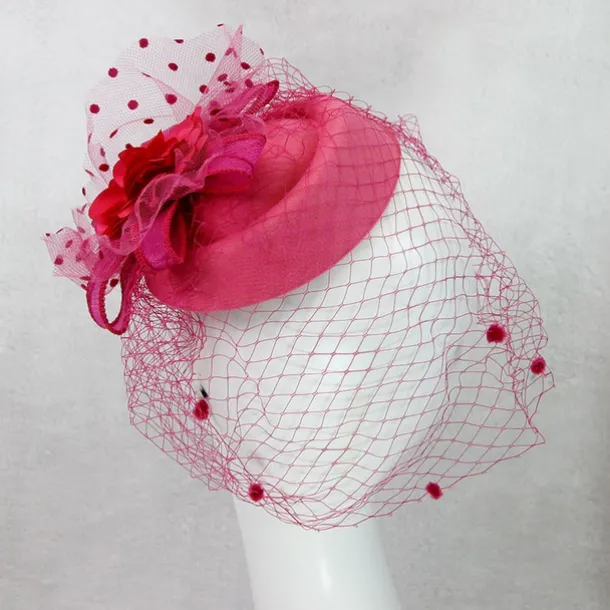 Fascinators Kentucky Derby Hat Headwear Headpiece Net Veil Hat Wedding Ladies Day Cocktail Royal Astcot With Cap Floral Headpiece Headwear
