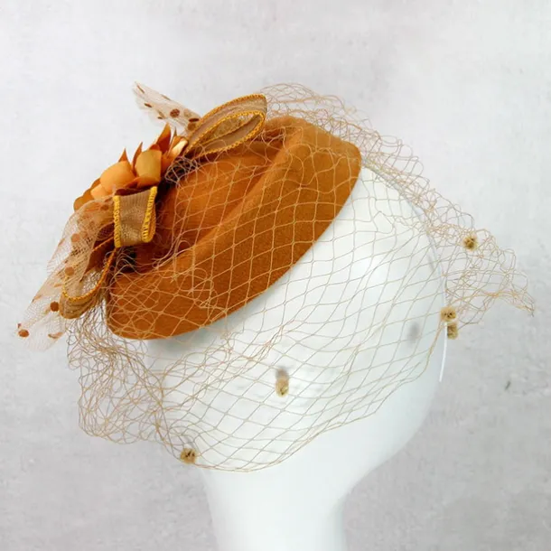 Fascinators Kentucky Derby Hat Headwear Headpiece Net Veil Hat Wedding Ladies Day Cocktail Royal Astcot With Cap Floral Headpiece Headwear