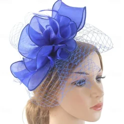 Fascinators Kentucky Derby Hat Organza Polyester / Polyamide Fedora Hat Floppy Hat Veil Hat Tea Party Horse Race Ladies Day Vintage Vintage Style Elegant With Feather Appliques
