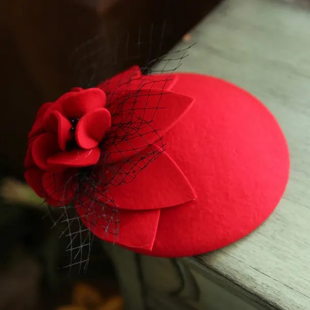 Fascinators Kentucky Derby Hat Wool Bucket Hat Horse Race Ladies Day Melbourne Cup Flower Elegant With Floral Tulle Headpiece Headwear