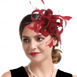 Fascinators Kentucky Derby Hat Headwear Organza Polyester / Polyamide Fedora Hat Veil Hat Tea Party Horse Race Ladies Day Vintage Style Vintage Elegant With Feather Appliques Headpiece