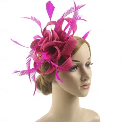 Fascinators Kentucky Derby Hat Headwear Organza Polyester / Polyamide Fedora Hat Veil Hat Tea Party Horse Race Ladies Day Vintage Style Vintage Elegant With Feather Appliques Headpiece