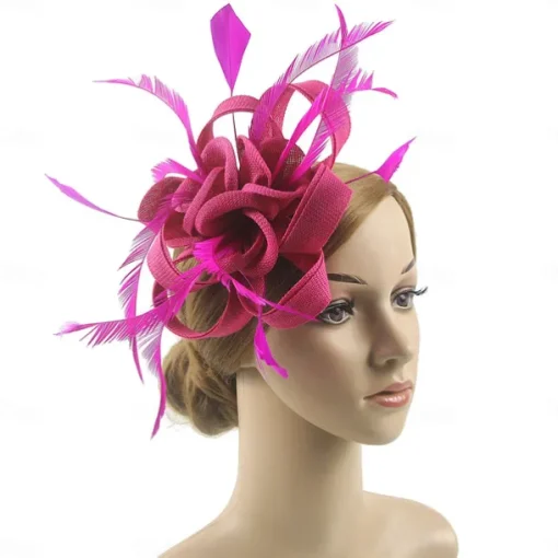 Fascinators Kentucky Derby Hat Headwear Organza Polyester / Polyamide Fedora Hat Veil Hat Tea Party Horse Race Ladies Day Vintage Style Vintage Elegant With Feather Appliques Headpiece