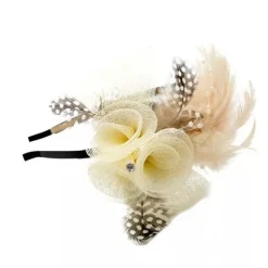 Fascinators Kentucky Derby Hat Feathers / Net Headbands / Flowers with Feather / Lace Side 1PC Fall Wedding / Horse Race Headpiece