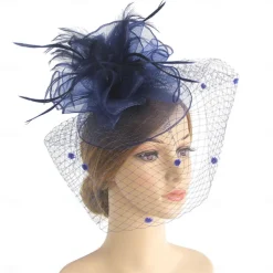 Fascinators Kentucky Derby Hat Headwear Organza Fedora Hat Holiday Cocktail Retro Elegant With Feather Pure Color Headpiece Headwear