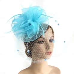 Fascinators Kentucky Derby Hat Headwear Organza Fedora Hat Holiday Cocktail Retro Elegant With Feather Pure Color Headpiece Headwear