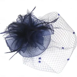 Fascinators Kentucky Derby Hat Headwear Organza Fedora Hat Holiday Cocktail Retro Elegant With Feather Pure Color Headpiece Headwear
