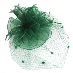 Fascinators Kentucky Derby Hat Headwear Organza Fedora Hat Holiday Cocktail Retro Elegant With Feather Pure Color Headpiece Headwear