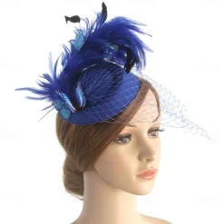 Fascinators Kentucky Derby Hat Headwear Organza Fedora Hat Holiday Cocktail Retro Elegant With Feather Butterfly Headpiece Headwear