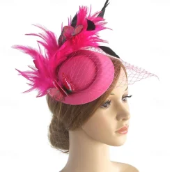 Fascinators Kentucky Derby Hat Headwear Organza Fedora Hat Holiday Cocktail Retro Elegant With Feather Butterfly Headpiece Headwear
