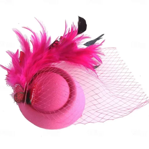 Fascinators Kentucky Derby Hat Headwear Organza Fedora Hat Holiday Cocktail Retro Elegant With Feather Butterfly Headpiece Headwear