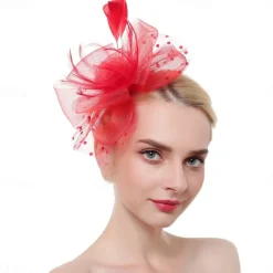 Fascinators Kentucky Derby Hat Headwear Organza Fedora Hat Holiday Cocktail Retro Elegant With Feather MiniSpot Headpiece Headwear