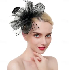 Fascinators Kentucky Derby Hat Headwear Organza Fedora Hat Holiday Cocktail Retro Elegant With Feather MiniSpot Headpiece Headwear