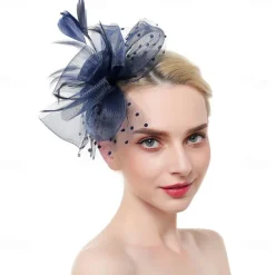 Fascinators Kentucky Derby Hat Headwear Organza Fedora Hat Holiday Cocktail Retro Elegant With Feather MiniSpot Headpiece Headwear