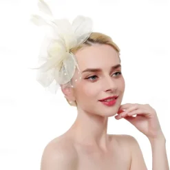 Fascinators Kentucky Derby Hat Headwear Organza Fedora Hat Holiday Cocktail Retro Elegant With Feather MiniSpot Headpiece Headwear