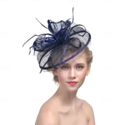 Fascinators Organza Beret Hat Fedora Hat Floppy Hat Holiday Tea Party Kentucky Derby Horse Race Ladies Day Elegant Vintage Simple With Feather Pure Color Headpiece Headwear