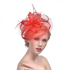 Fascinators Organza Beret Hat Fedora Hat Floppy Hat Holiday Tea Party Kentucky Derby Horse Race Ladies Day Elegant Vintage Simple With Feather Pure Color Headpiece Headwear