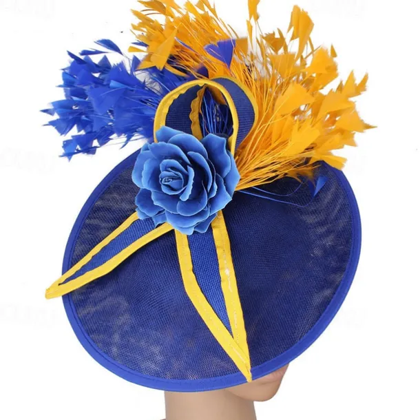 Fascinators Sinamay Wedding Kentucky Derby Cocktail Retro Bridal With Feather Floral Headpiece Headwear