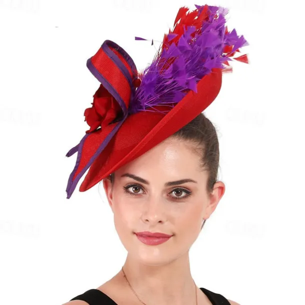 Fascinators Sinamay Wedding Kentucky Derby Cocktail Retro Bridal With Feather Floral Headpiece Headwear