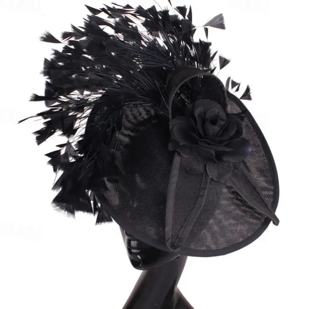Fascinators Sinamay Wedding Kentucky Derby Cocktail Retro Bridal With Feather Floral Headpiece Headwear