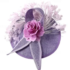 Fascinators Sinamay Wedding Kentucky Derby Cocktail Retro Bridal With Feather Floral Headpiece Headwear