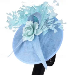 Fascinators Sinamay Wedding Kentucky Derby Cocktail Retro Bridal With Feather Floral Headpiece Headwear