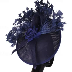 Fascinators Sinamay Wedding Kentucky Derby Cocktail Retro Bridal With Feather Floral Headpiece Headwear