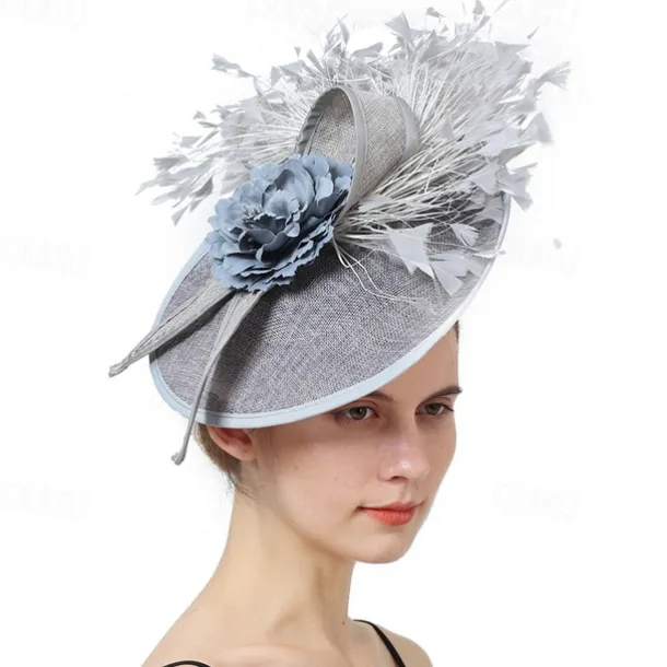Fascinators Sinamay Wedding Kentucky Derby Cocktail Retro Bridal With Feather Floral Headpiece Headwear