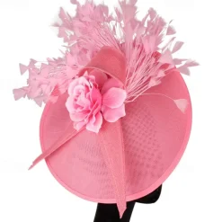 Fascinators Sinamay Wedding Kentucky Derby Cocktail Retro Bridal With Feather Floral Headpiece Headwear